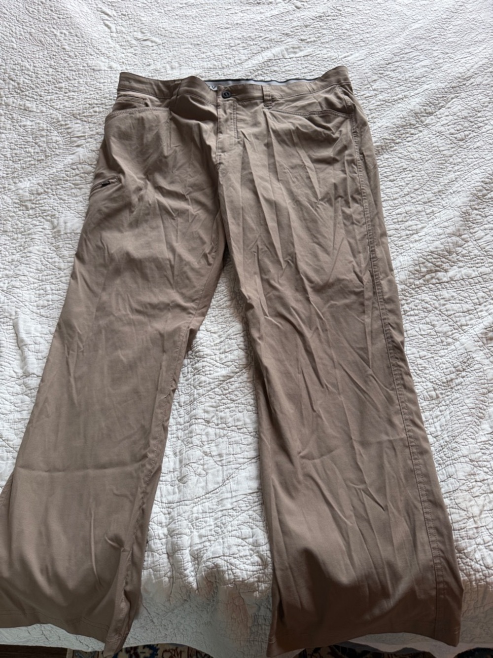ORVIS Men's Travel Hiking Tech Pants Brown Side Zip Size 40x30 NWOT